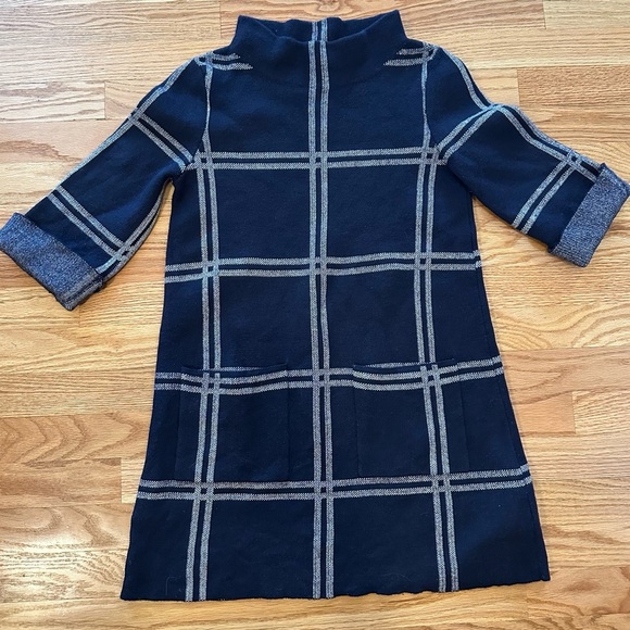 Anthropologie Moth Blue Window Paned
Wool Blend Mock Neck Tunic Sweater - Size S - Picture 1 of 10